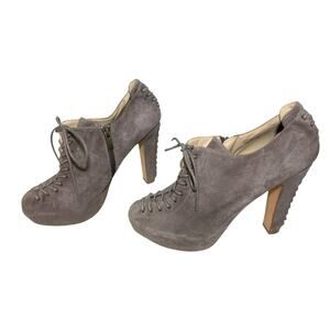 Pour La Victoire Agalia Vero Cuoio Suede Lace-up Heel Pumps Lilac Purple Size 10